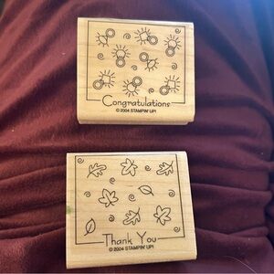 Stamping Up Set of 2 Thank You and Congratulations NEW 2” by 2.5” Vintage 2004